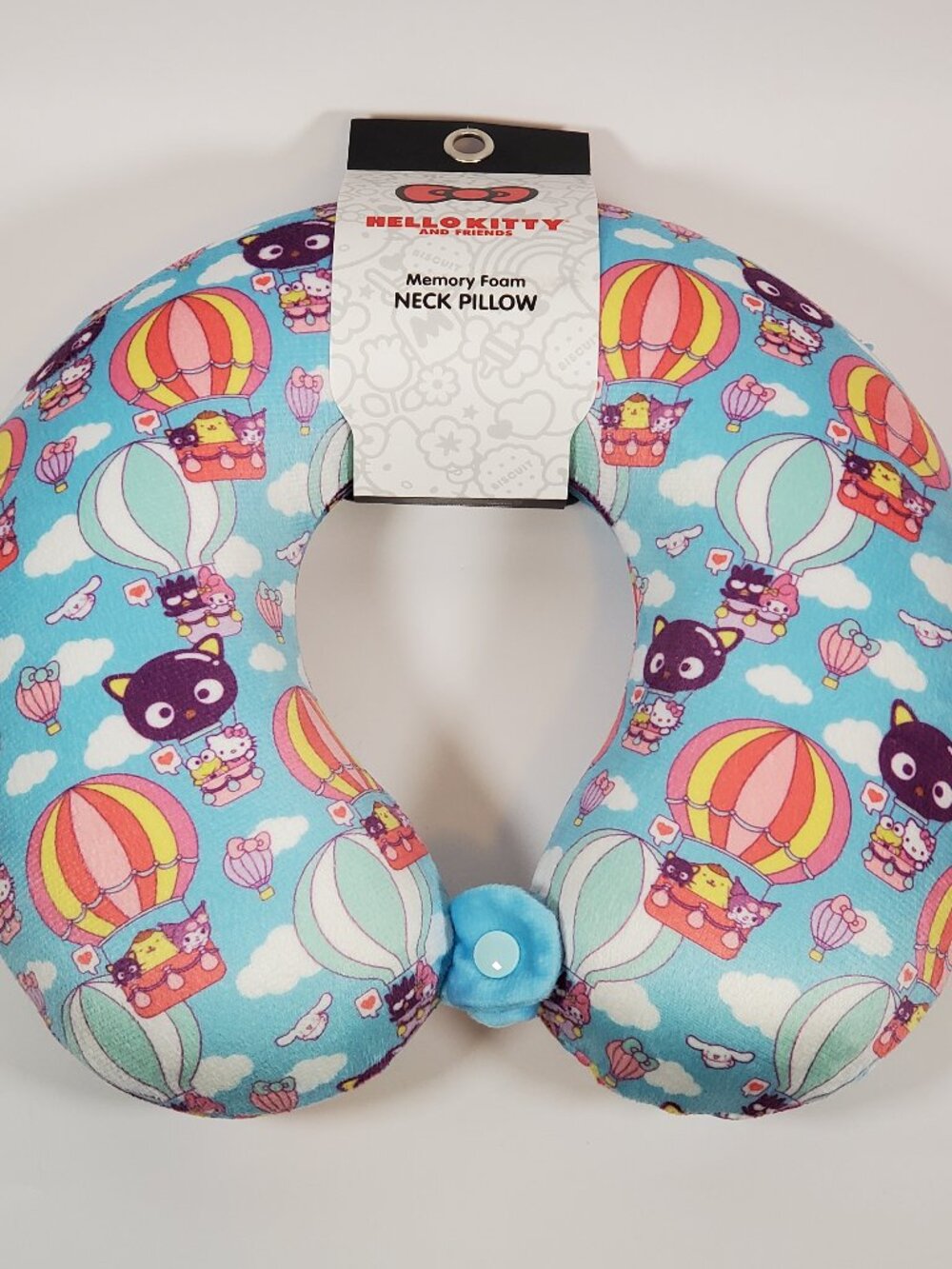Hello Kitty and Friends Memory Foam Neck Pillow Colorful Hot Air Balloons NEW